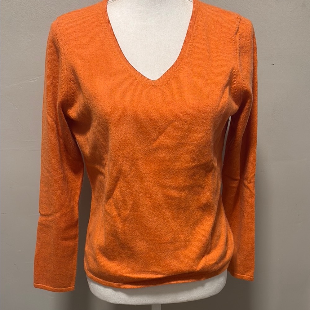 V-Neck Long Sleeve Women's Sweater in Orange